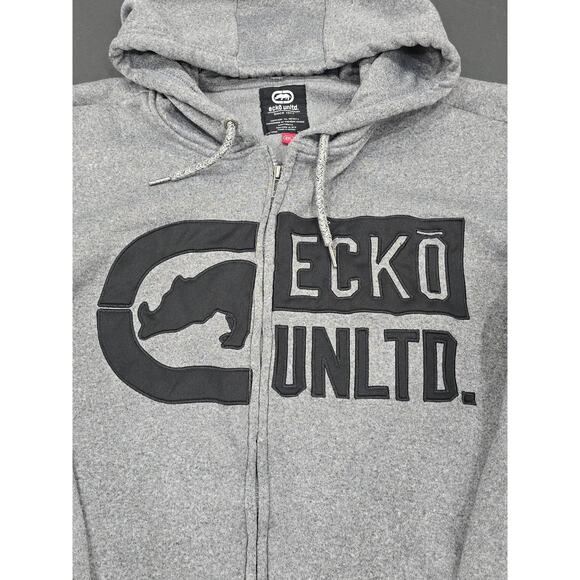 VTG Ecko Unltd Hoodie Mens 4XL Full Zip Fleece Jacket Sweatshirt Hip Hop Y2K - Picture 2 of 6
